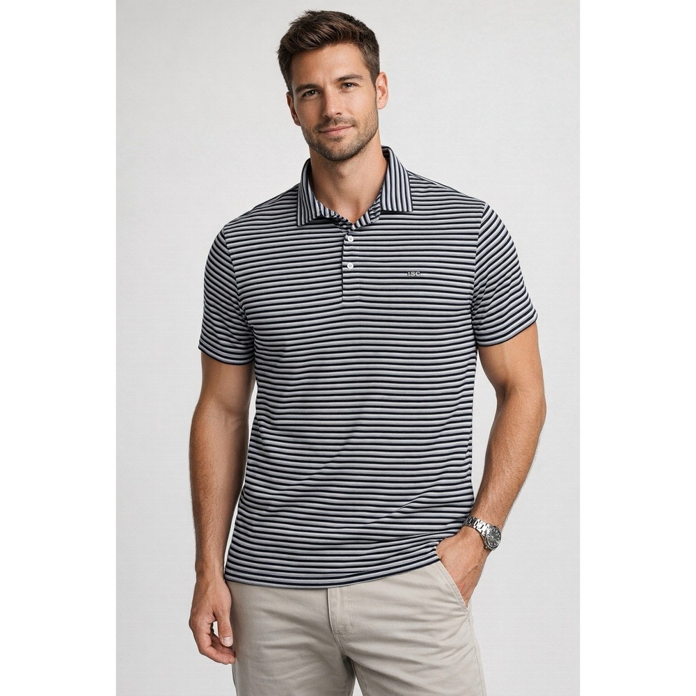Vineyard Vines Mens Performance Polo Shirt Blue Striped Preppy Golf 2xl Flaw